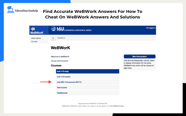 This WebWork portal image assist students in How To Cheat On WeBWork Answers.