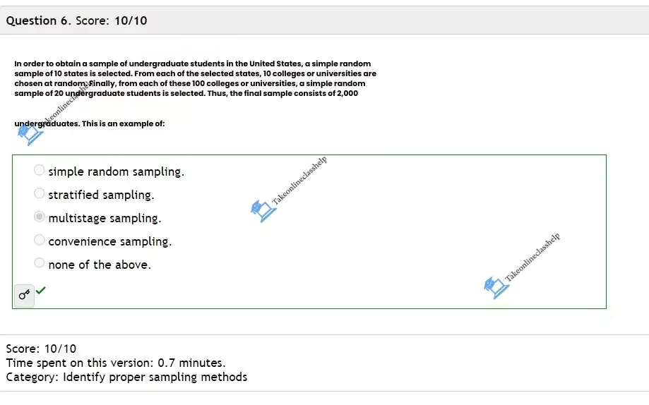 MyOpenMath portal image shows a question related to the sampling method